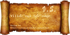Villányi Sándor névjegykártya